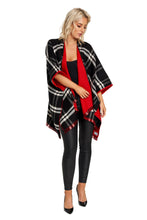Reversible Shawl in Plaid with Cuff Detail