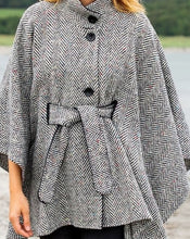 Cape in Herringbone Tweed with Belt